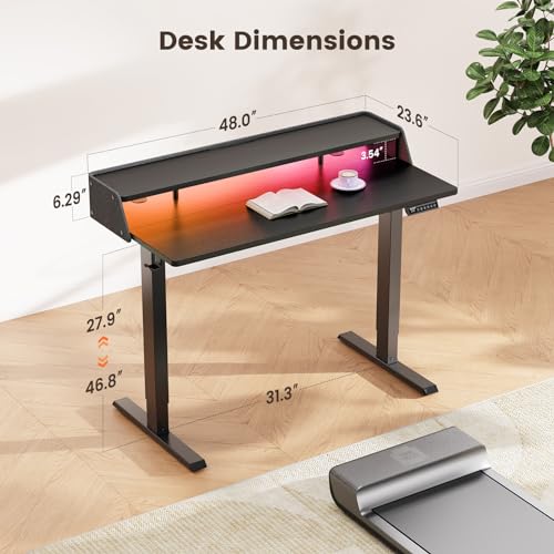 White Electric Height Adjustable Standing Desk with Storage Shelves O40135