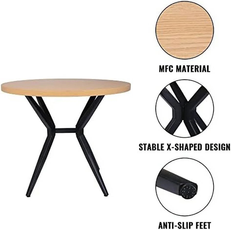 53'' Mid-Century Modern Round Dining Table with Metal Legs R342906