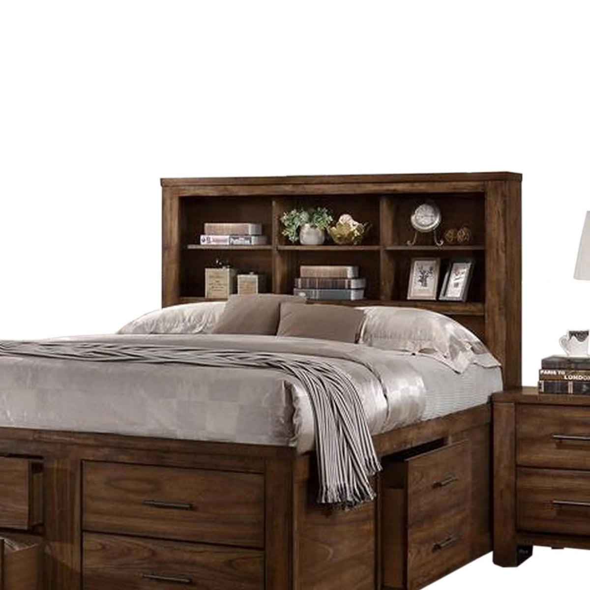 Wood King Size Bed with 6 Drawers Z2607