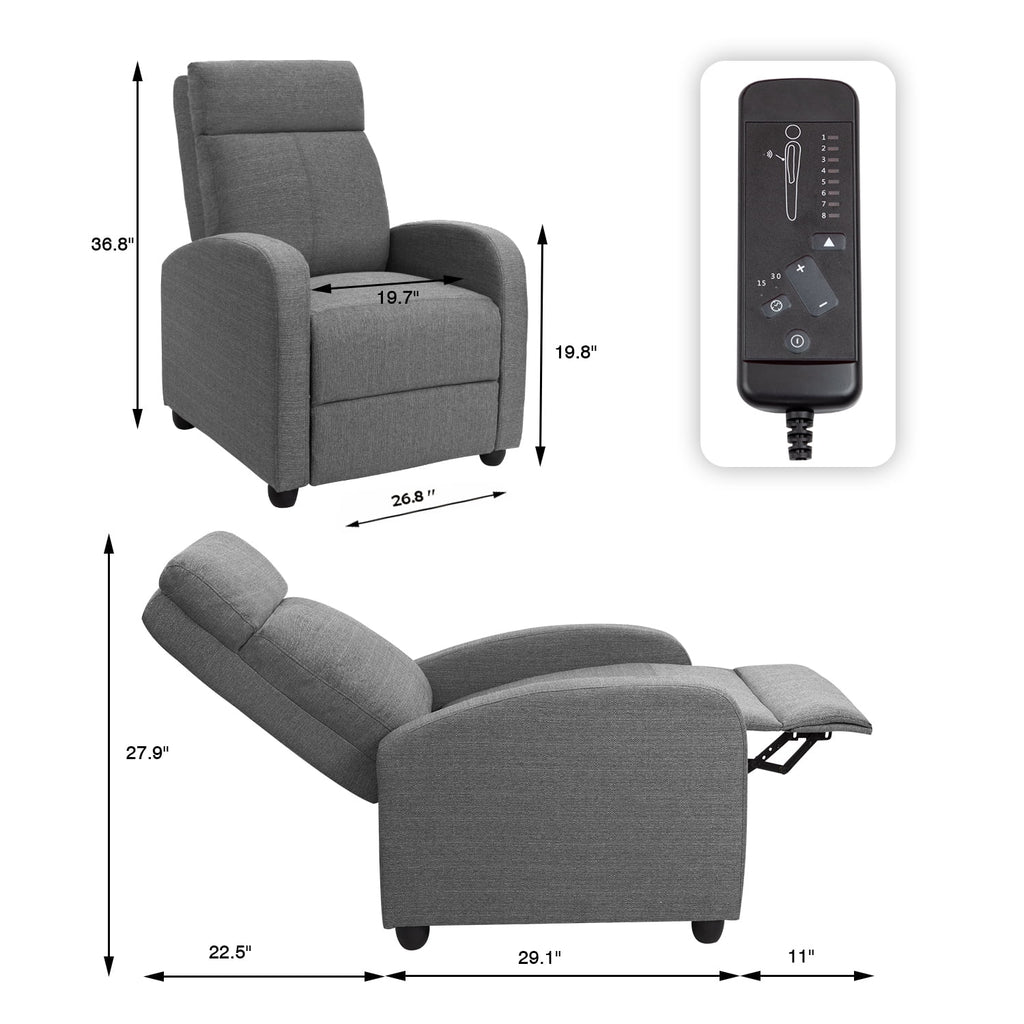 Gray Fabric Massage Recliner Chair Y582609