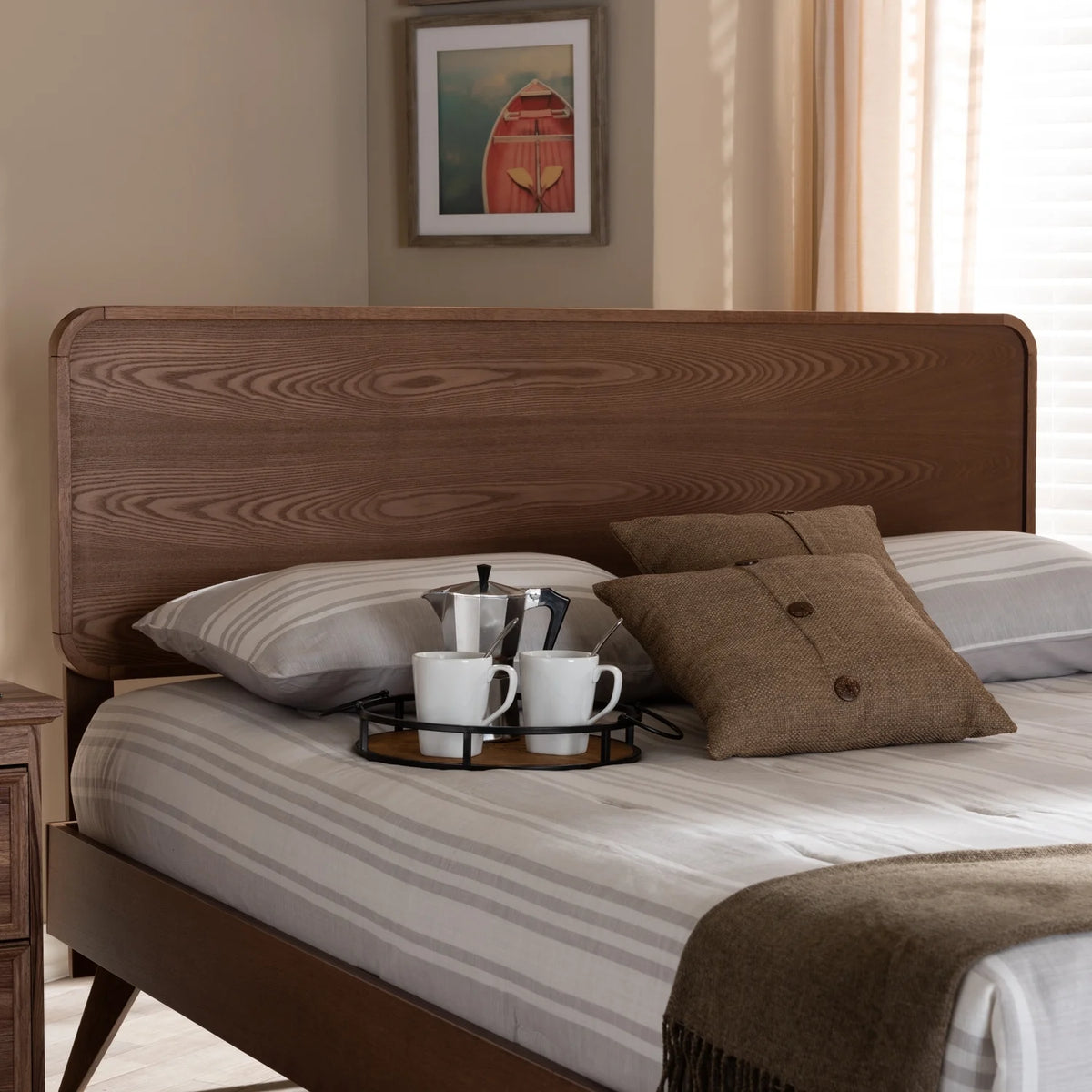 Walnut Brown Finished Wood Headboard A211389