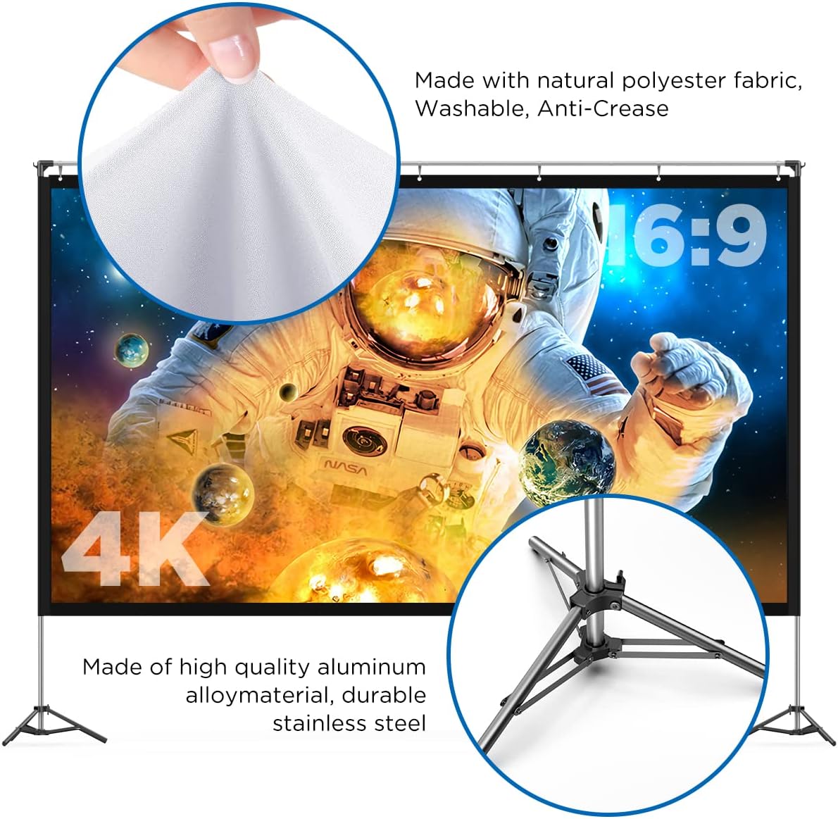 120 inch Portable Projector Screen with Stand and Carry Bag P675539