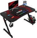 Black 55 inch Gaming Desk with Cup Holder and Headphone Hook C38366