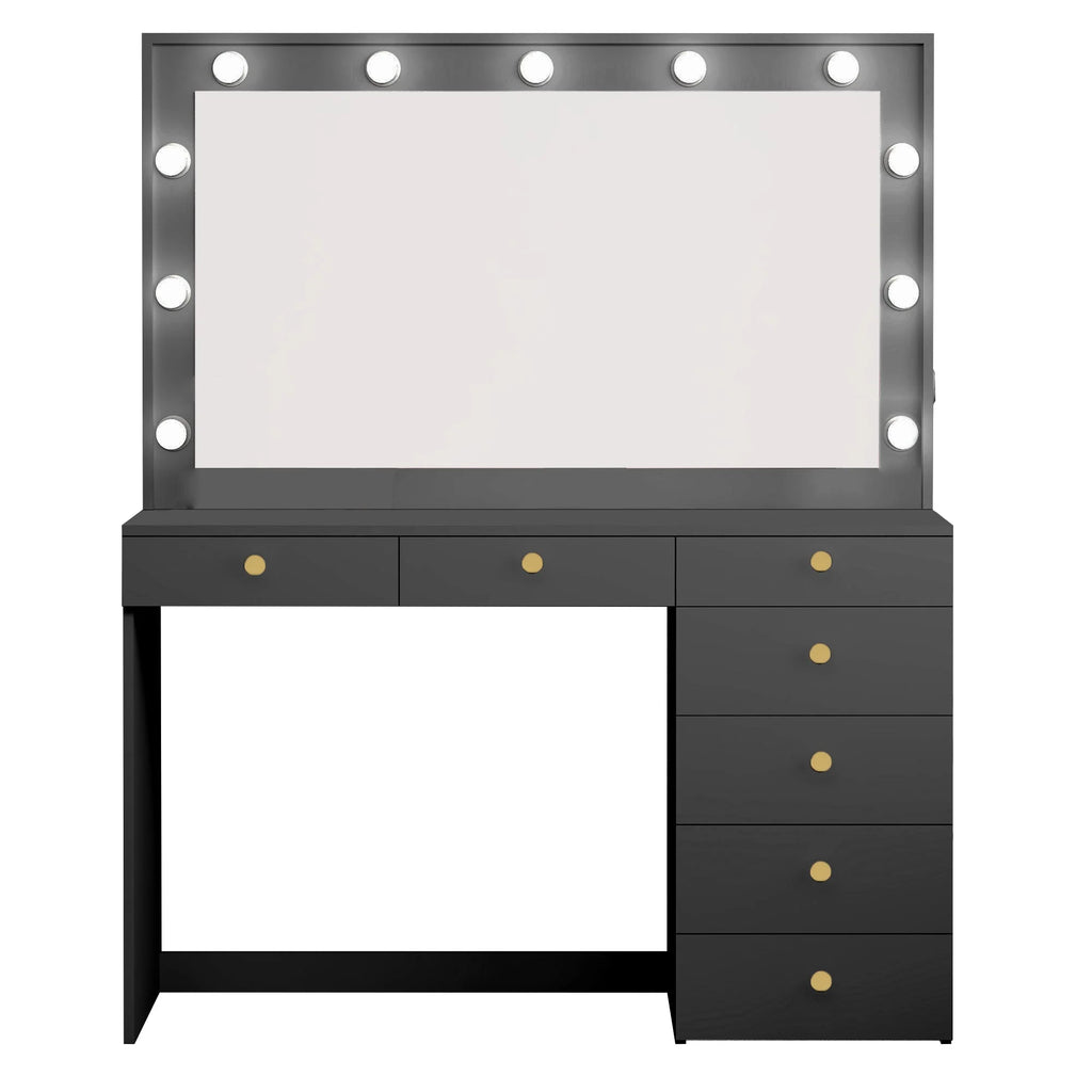 Black Painted Makeup Vanity Table with Light Bulbs G495