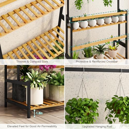 3 Tier Bamboo Foldable Plant Stand Shelf Rack V6749