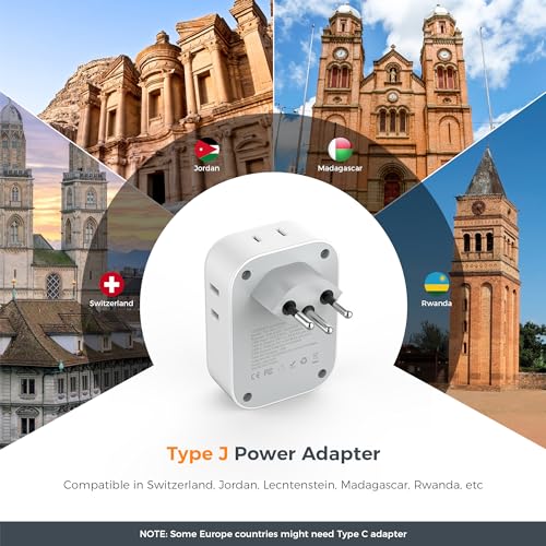 2 Pack European Travel Plug Adapter with 4 Outlets 3 USB Charger Z22237