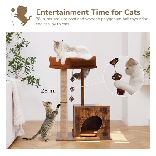 Modern Wooden Cat Scratching Post with Silvervine Balls C5594