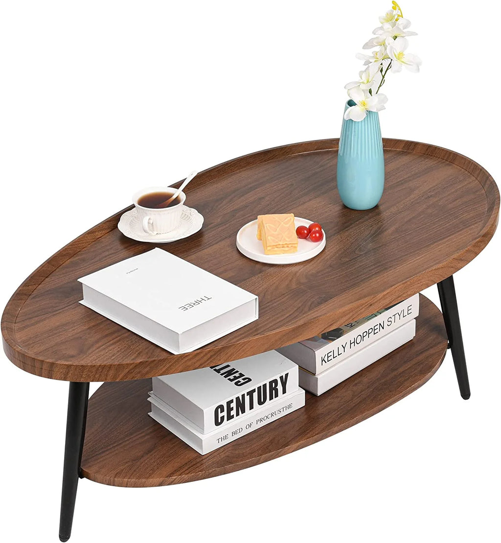 2-Tier Rustic Wood Coffee Table W1506