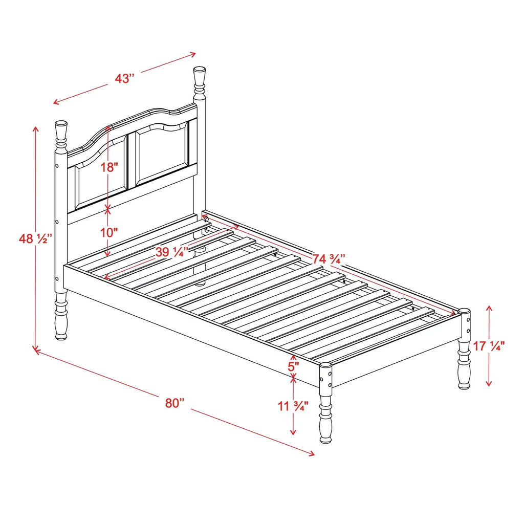 100% Solid Wood Platform Bed Mocha Twin R52000