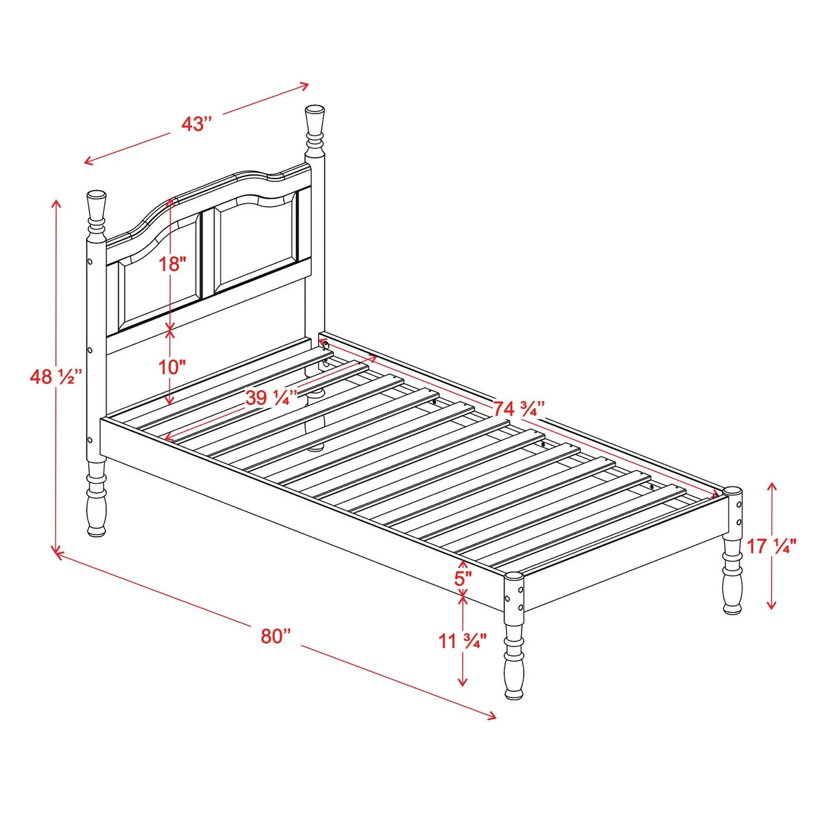 100% Solid Wood Platform Bed Mocha Twin R52000