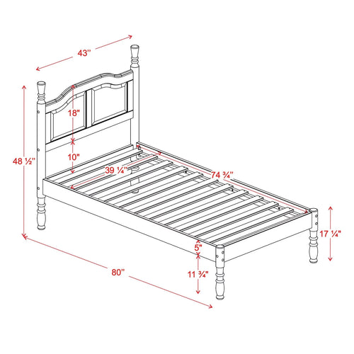100% Solid Wood Platform Bed Mocha Twin R52000