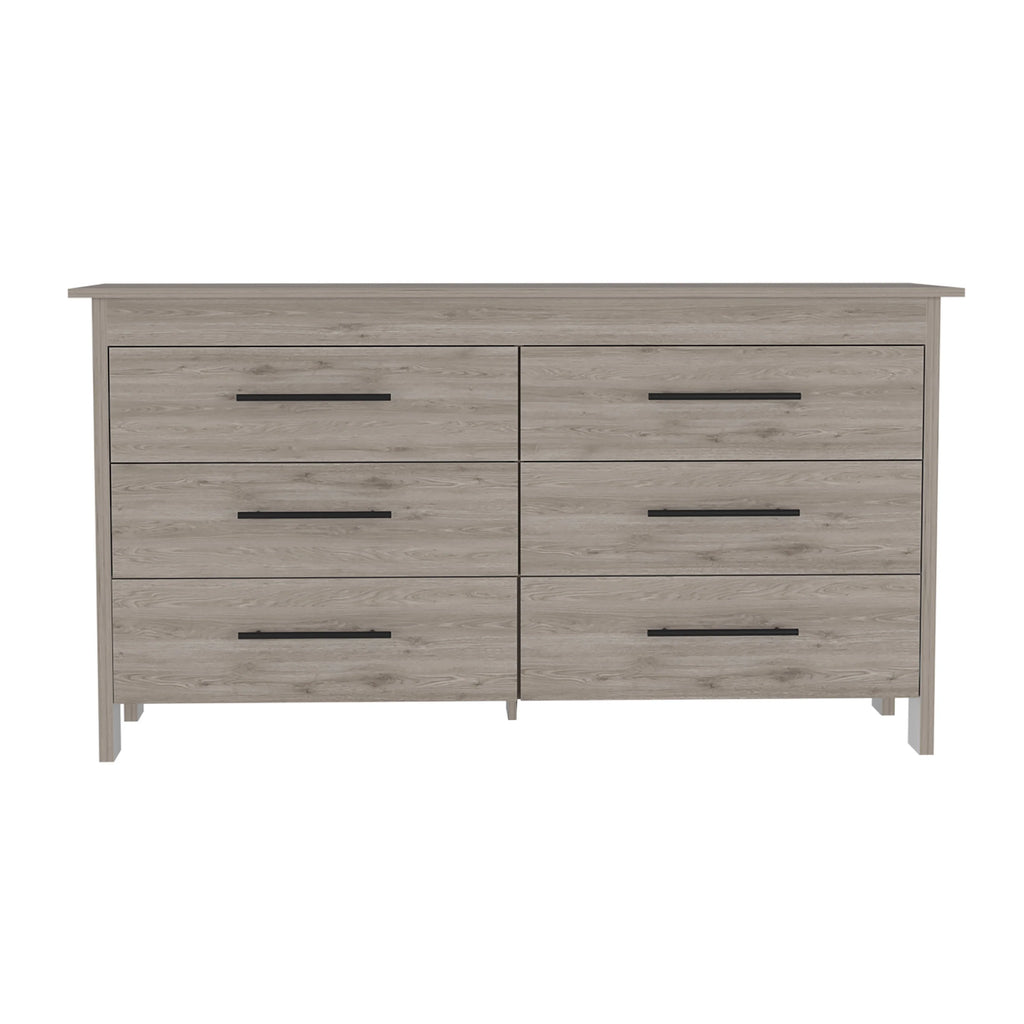 6 Drawer Double Dresser Light Gray E4514