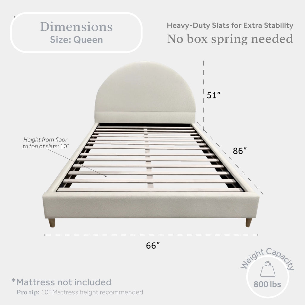 Queen Boucle Arched Headboard Platform Bed O16876
