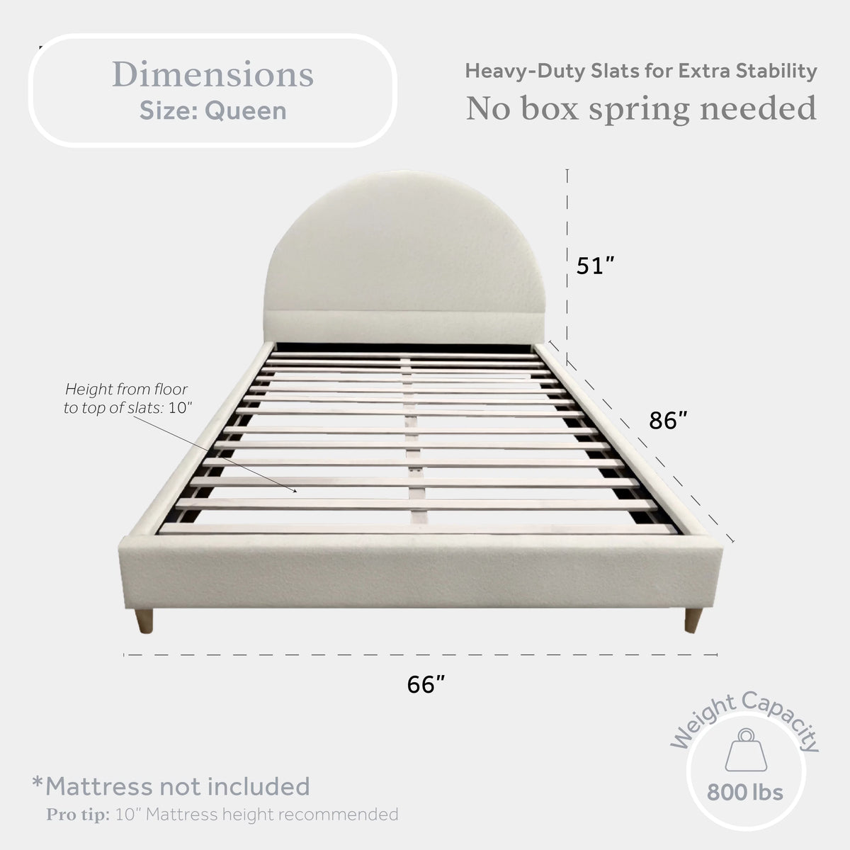 Queen Boucle Arched Headboard Platform Bed O16876