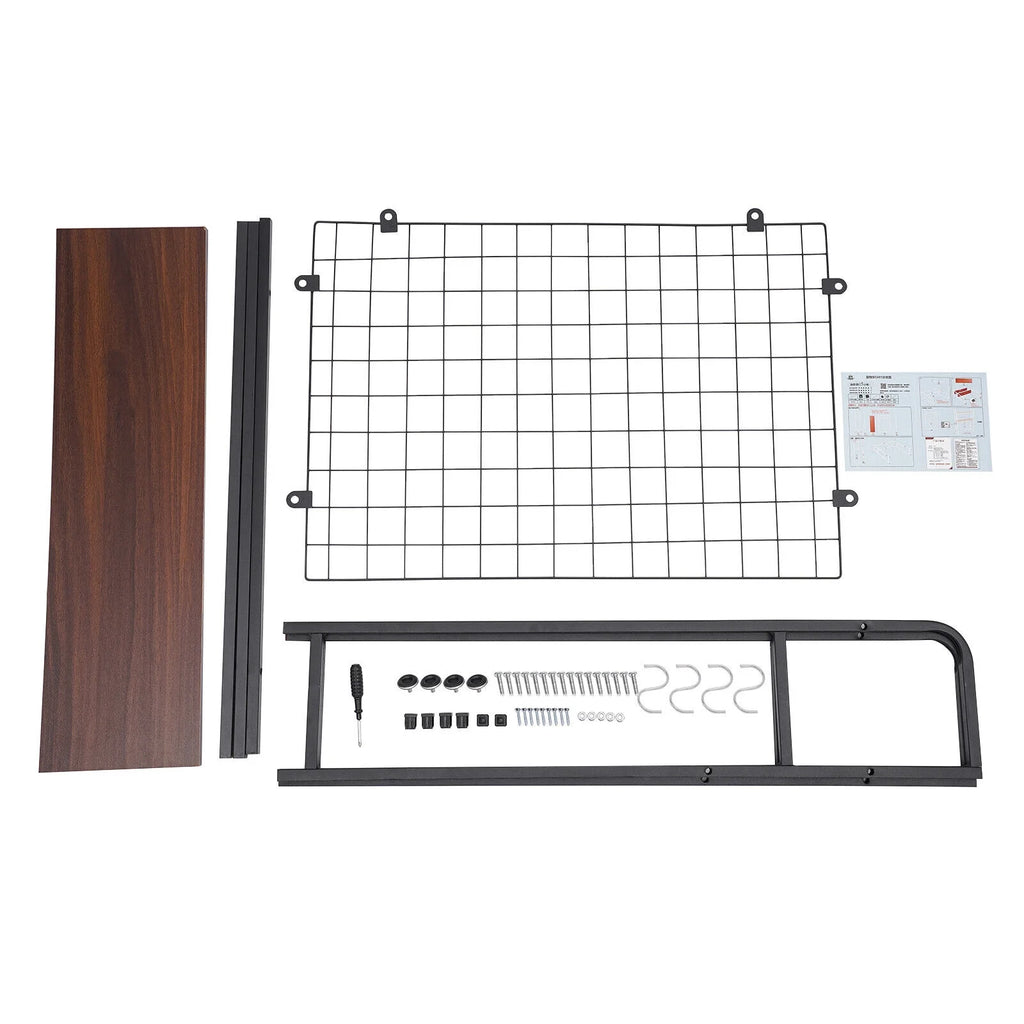 Black Bookshelf with Grid Desk Storage Shelf A222494