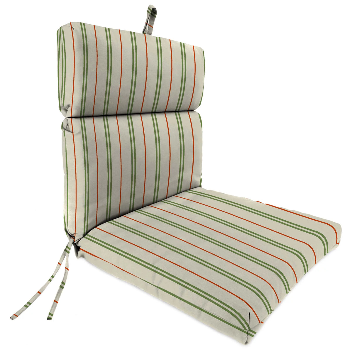 Cedar Grey Stripe Rectangular Outdoor Chair Cushion with Ties T194