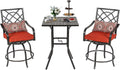 3 Pieces Outdoor Bar Height Bistro Set with Swivel Stools and Table, Black P28995