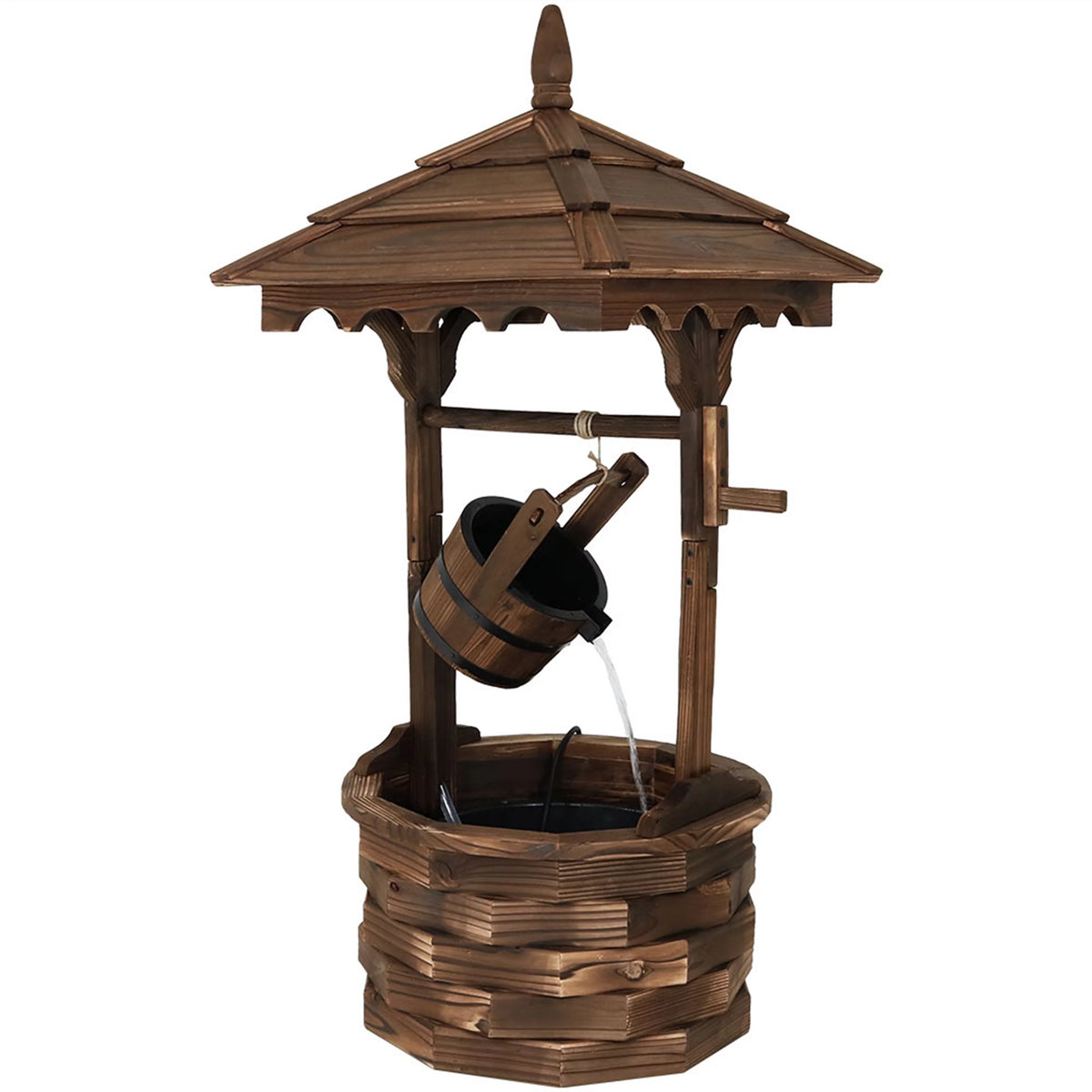 Wood Wishing Well Fountain with Liner 48" H B7984