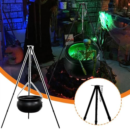 Large Witch Cauldron with Tripod Stand and Eyeballs Lights S976580