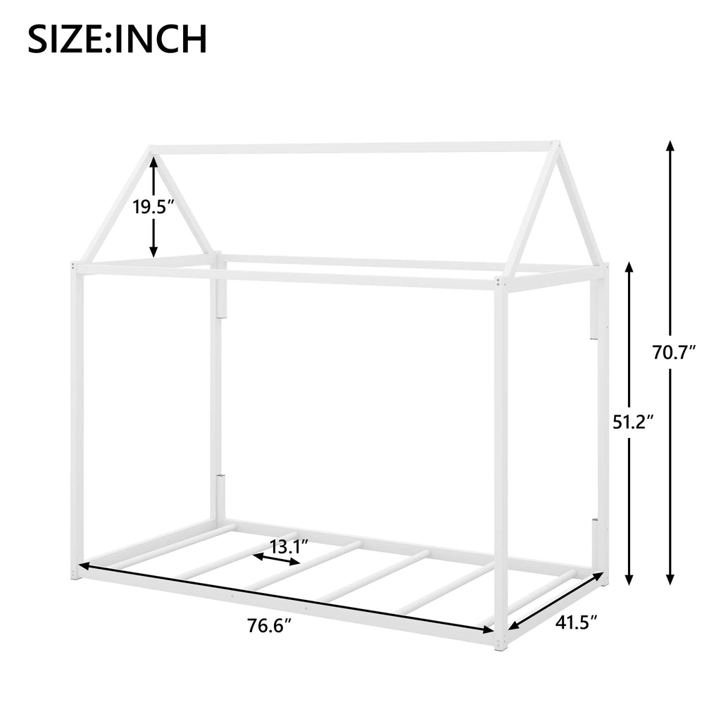 White Metal Twin Size Canopy Bed T5697