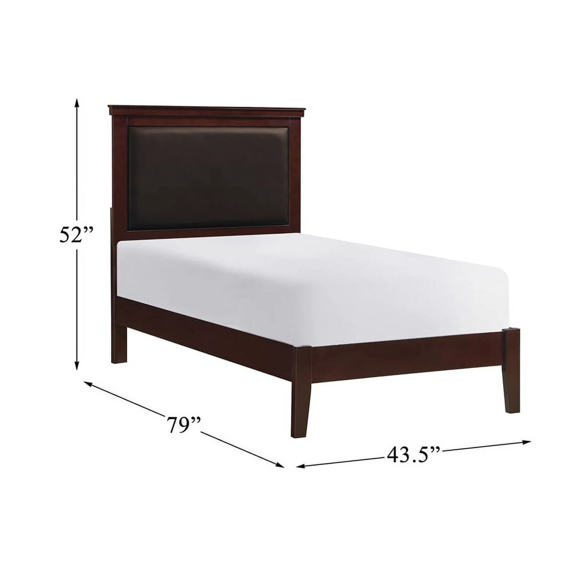 Cherry Wood and Faux Leather Twin Bed H155978