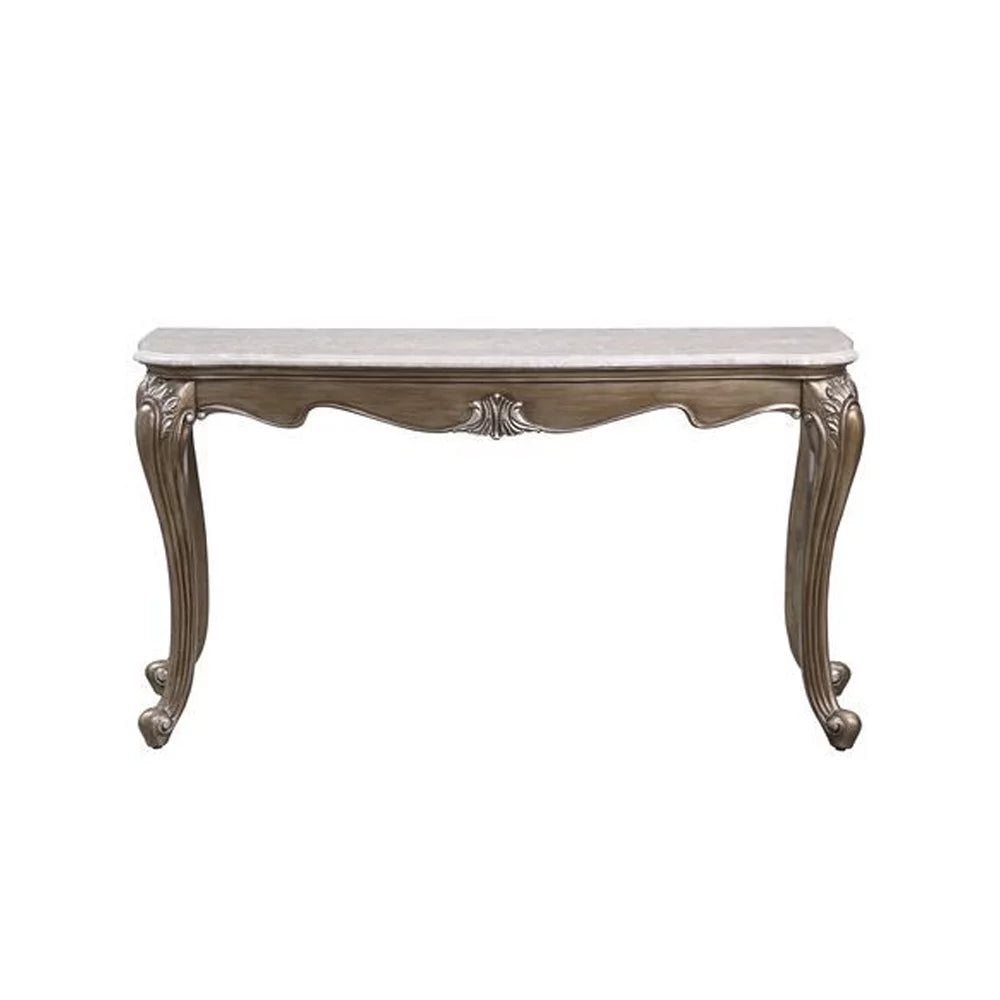 Sofa Table with Marble Top and Queen Anne Legs Gold E42964