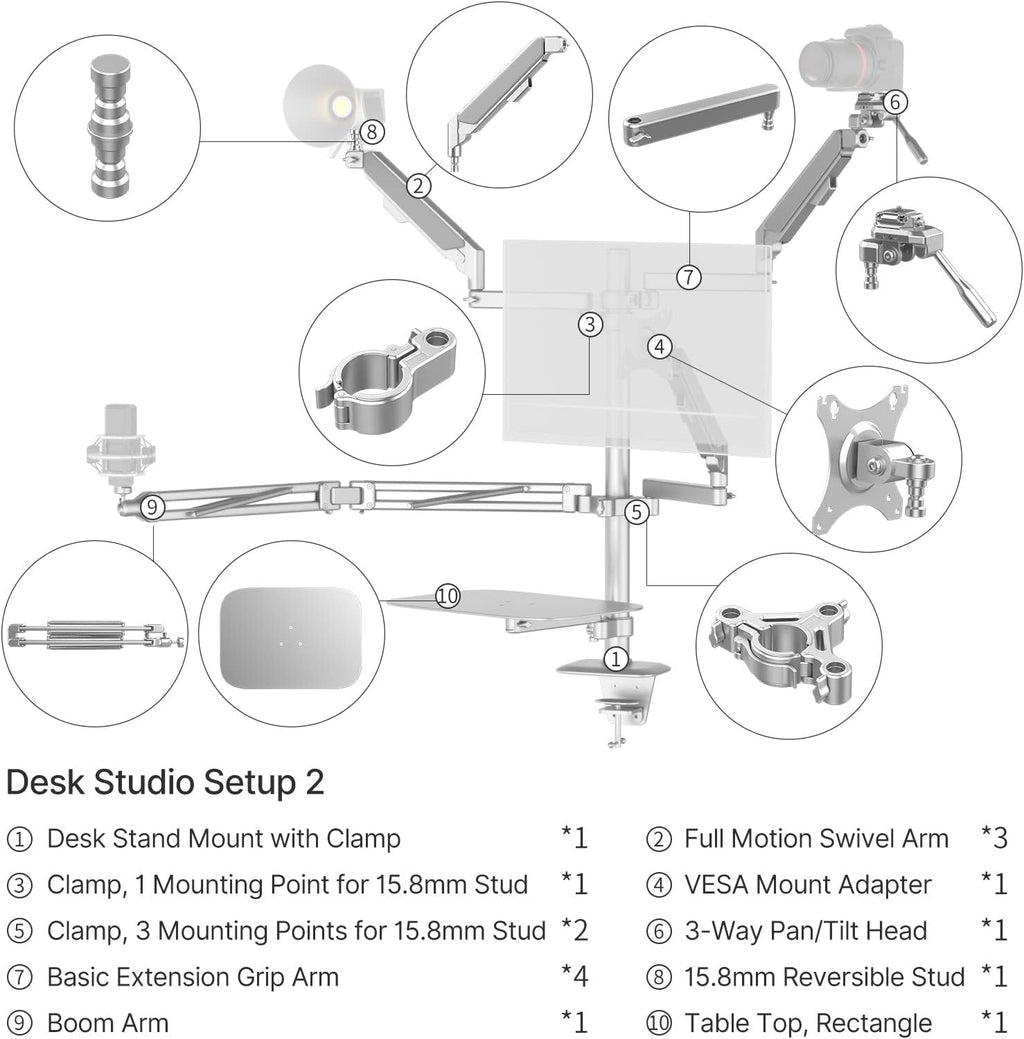 Desktop Setup Kit with Aluminum Air Arms K989