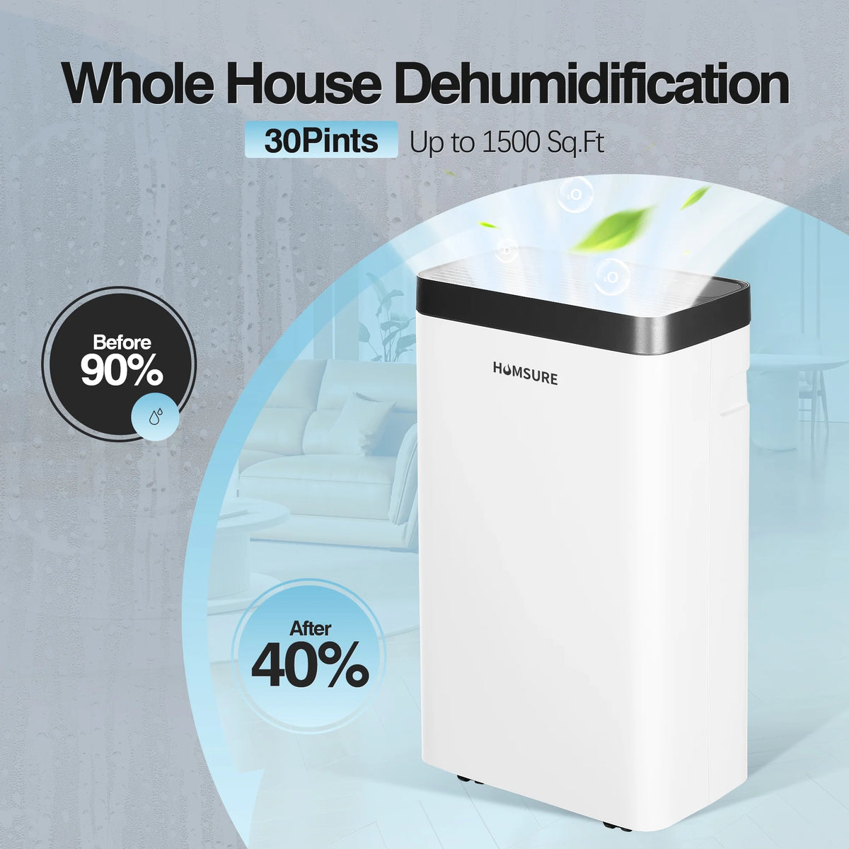 22 Pints Portable Dehumidifier with Drain Hose W3736