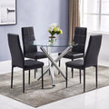 5 Piece Round Dining Table Set with Tempered Glass Top E460271