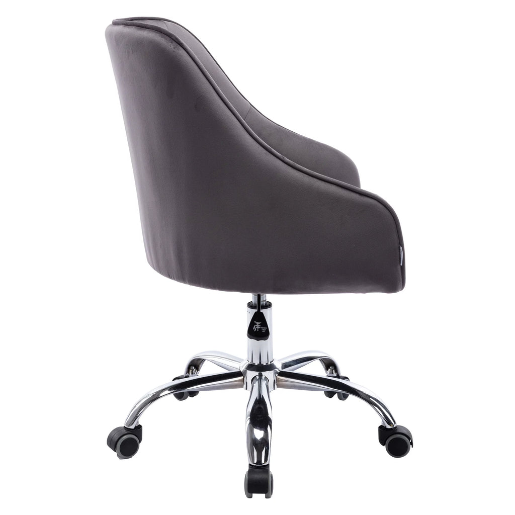 Dark Gray Velvet Swivel Accent Chair with Wheels Q506844