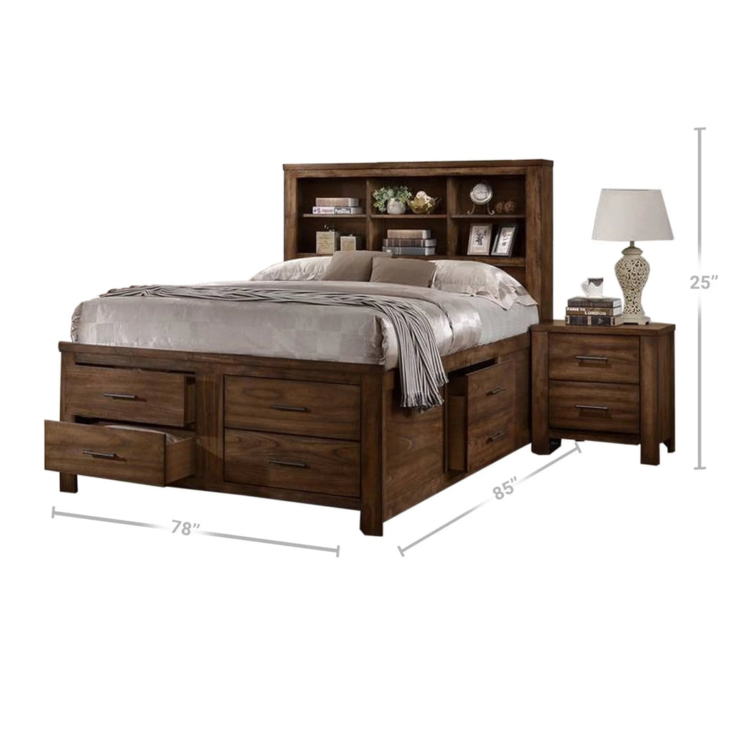 Wood King Size Bed with 6 Drawers Z2607