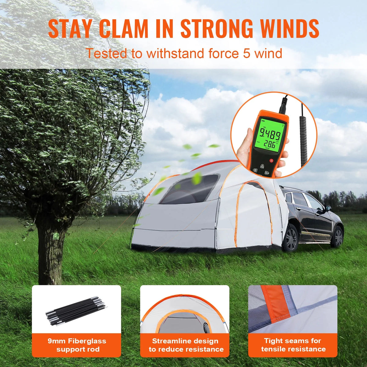 Waterproof SUV Camping Tent with Rainfly Carry Bag C72469