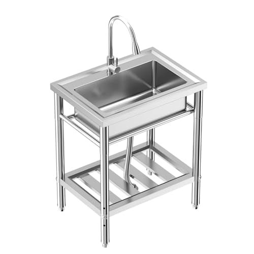 Stainless Steel Single Bowl Utility Sink with Pull-Out Faucet X73288