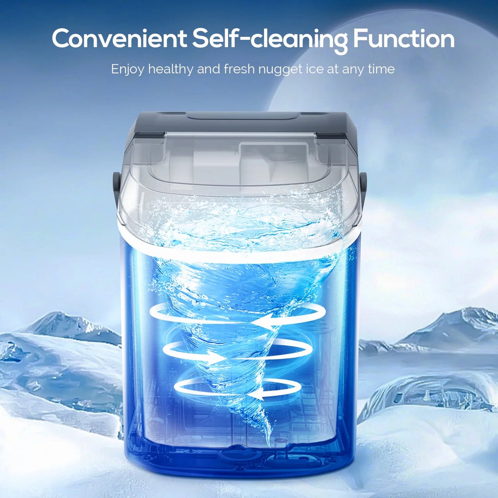 Portable Self-cleaning Nugget Ice Maker with Ice Scoop X106