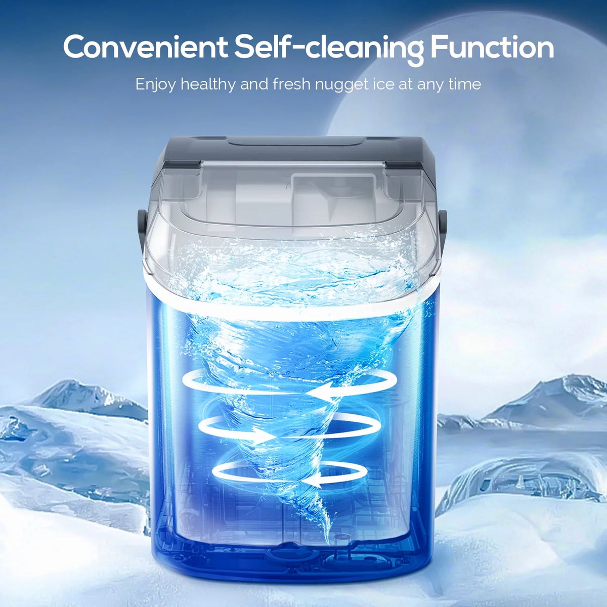 Portable Self-cleaning Nugget Ice Maker with Ice Scoop X106