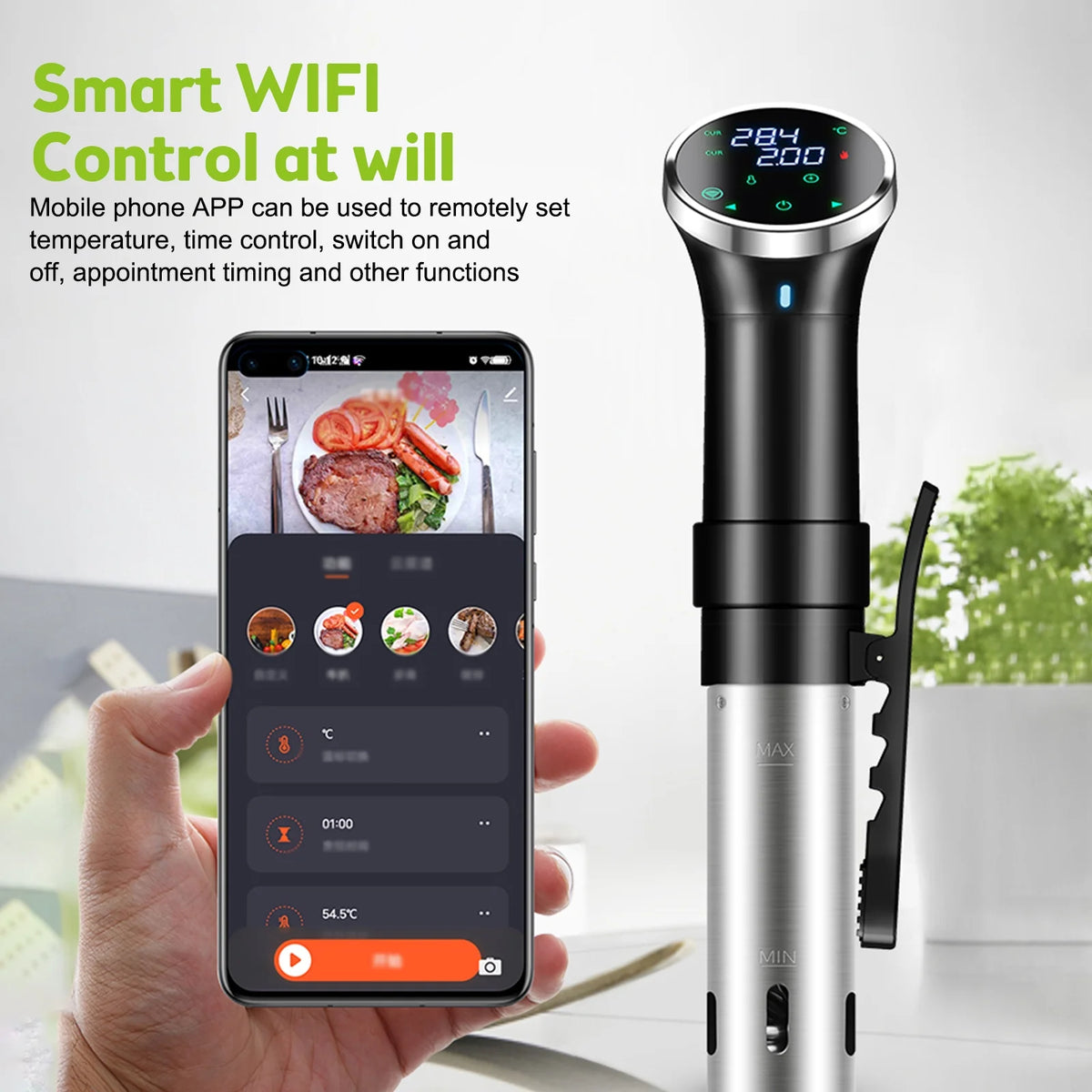WiFi Sous Cooker Immersion Circulator 1100 Watts Digital Display T636891