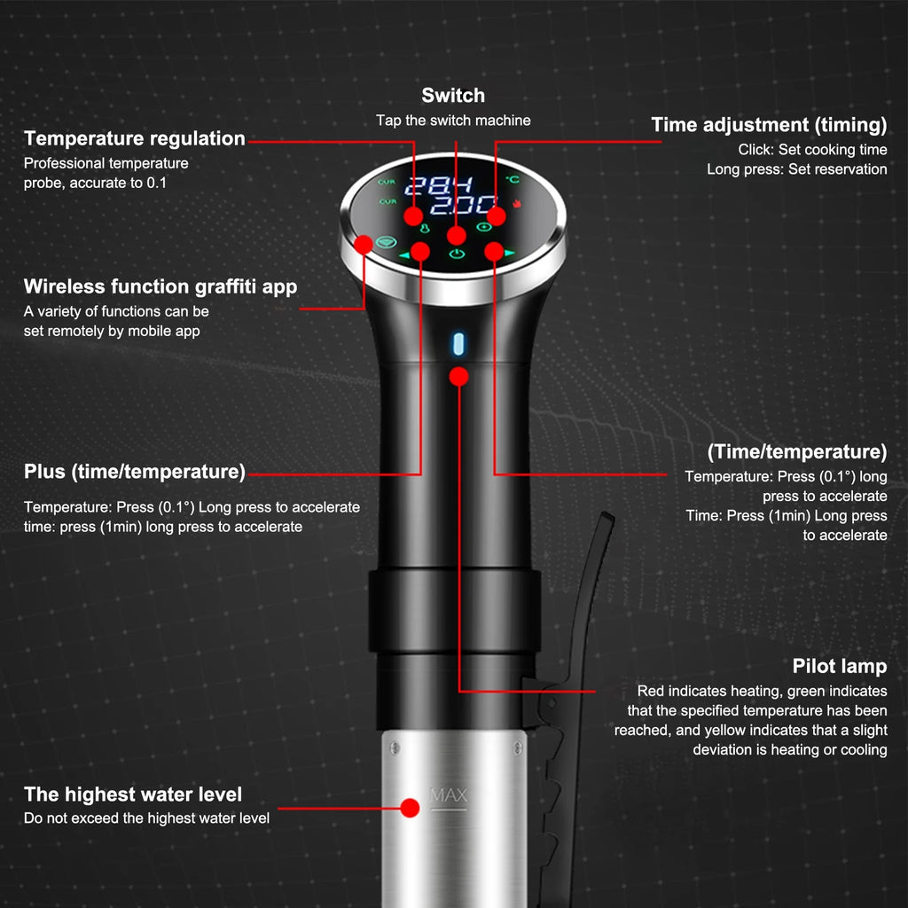 WiFi Sous Cooker Immersion Circulator 1100 Watts Digital Display T636891