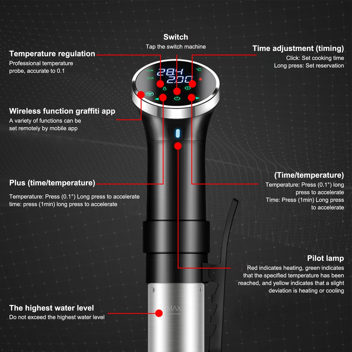 WiFi Sous Cooker Immersion Circulator 1100 Watts Digital Display T636891