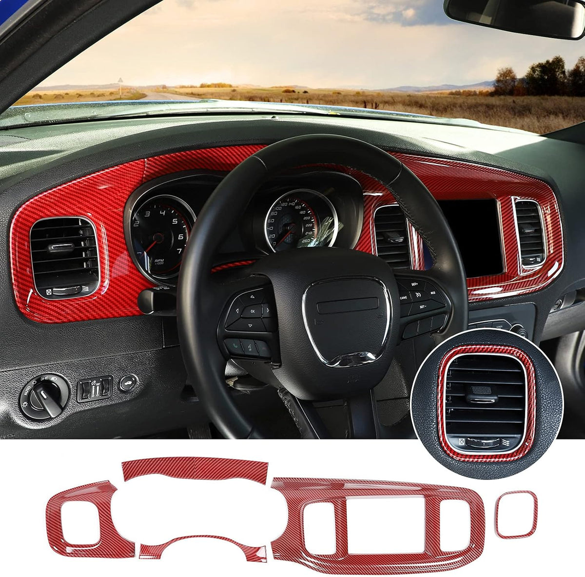 8.4 Inch Red Carbon Fiber Dashboard Trim U2616