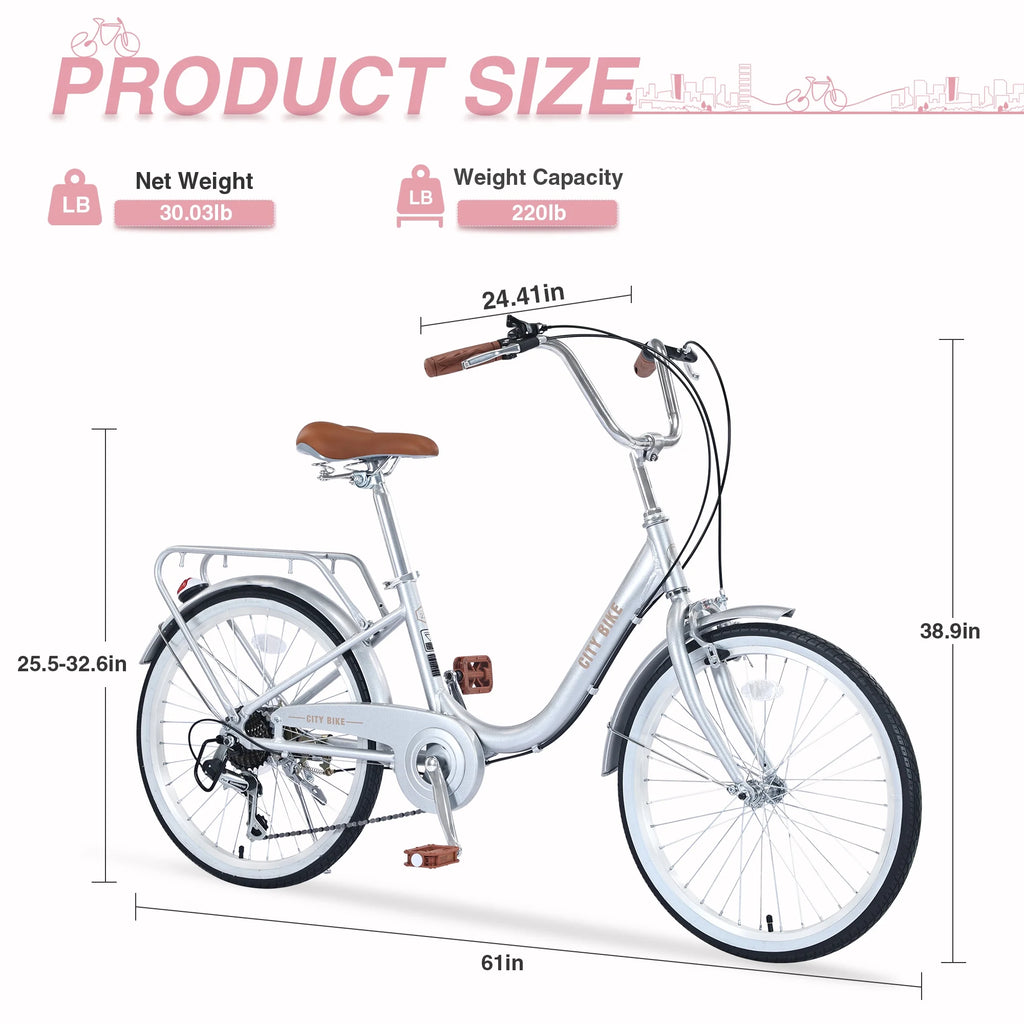 22 Aluminum Alloy 7 Speed Purple City Bike H136