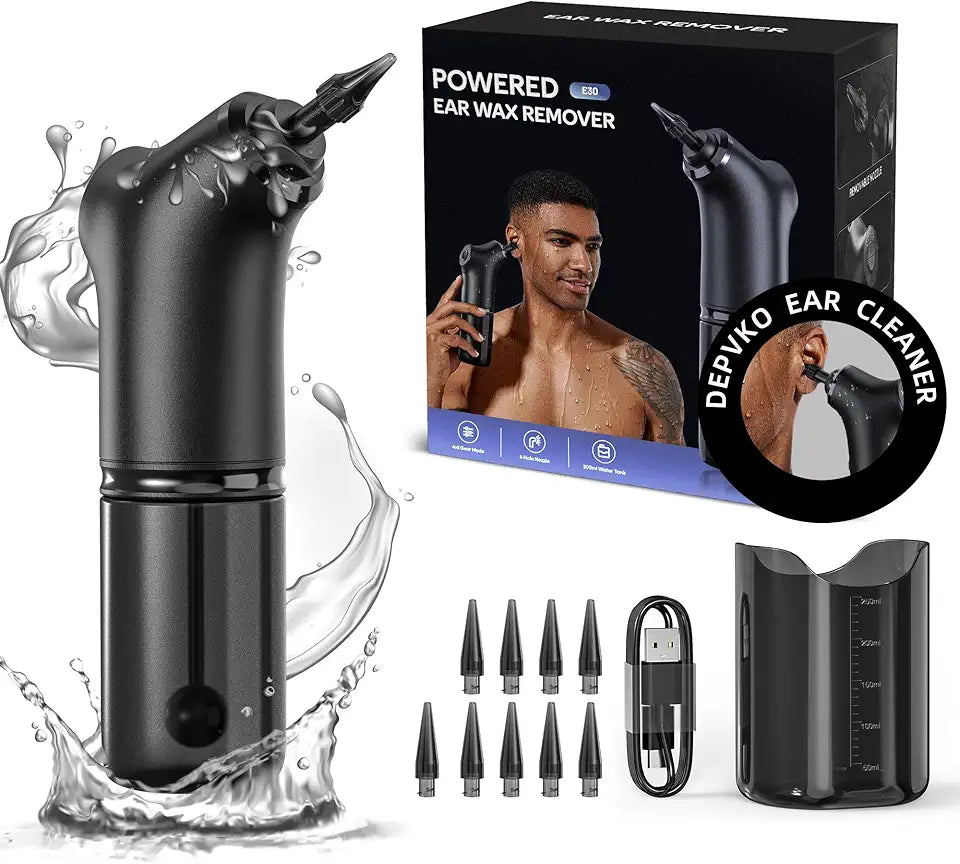Water Powered Electric Ear Wax Removal Kit with 9 Reusable Tips Z257811