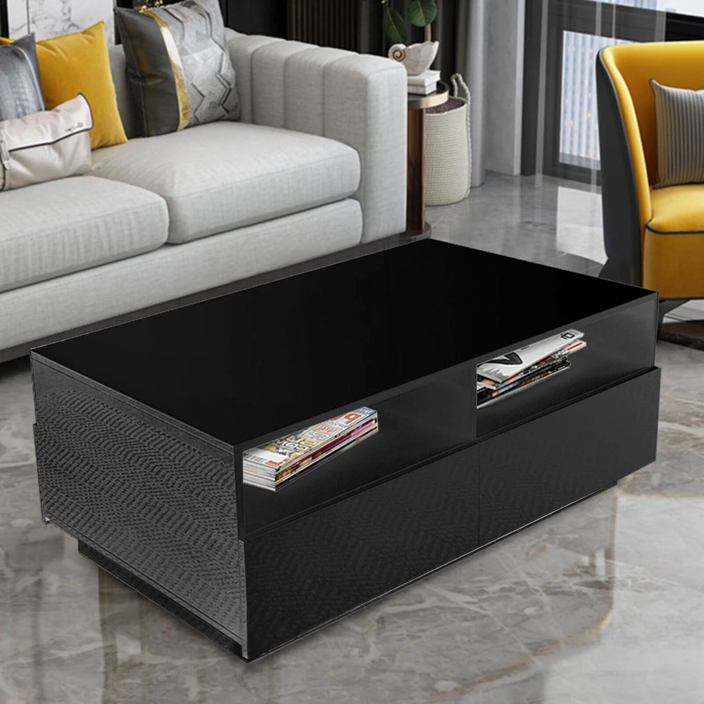 Modern LED High Gloss Coffee Table with 4 Drawers L89655