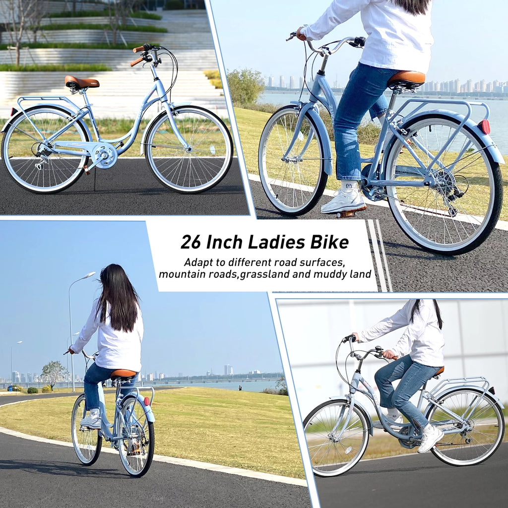 Blue 26 7 Speed Steel Frame City Bike B25849