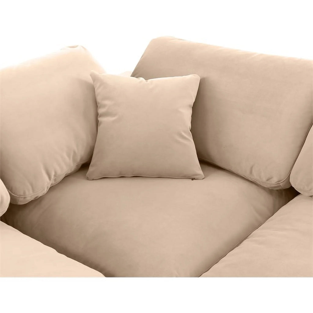 Beige Velvet Modular Sectional F20271
