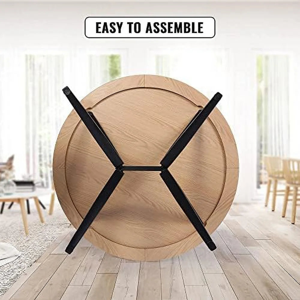 53'' Mid-Century Modern Round Dining Table with Metal Legs R342906