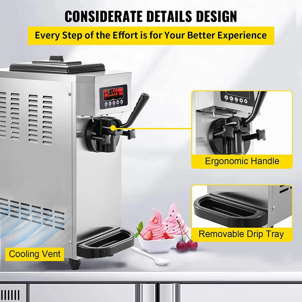 Commercial Ice Cream Maker 4.7-5.3 Gallons Per Hour 1800W Stainless Steel V98460
