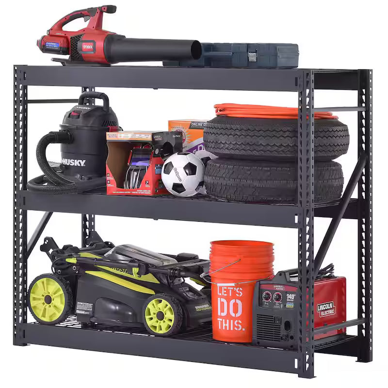 3-Tier Steel Freestanding Garage Storage Shelving Unit in Black F73261
