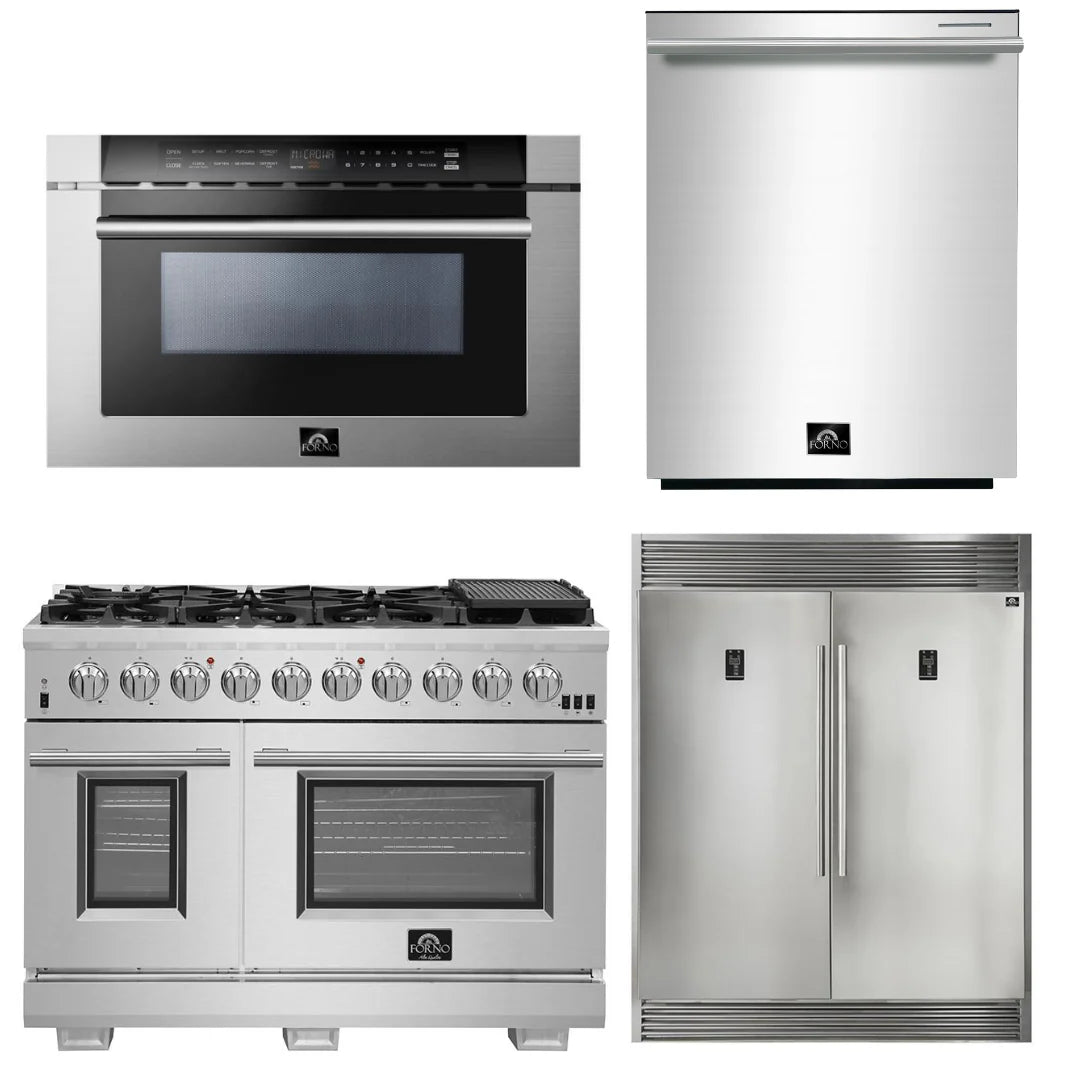 48 Inch Gas Burner Electric Oven Pro Range, Refrigerator, Microwave Drawer, Dishwasher S68893