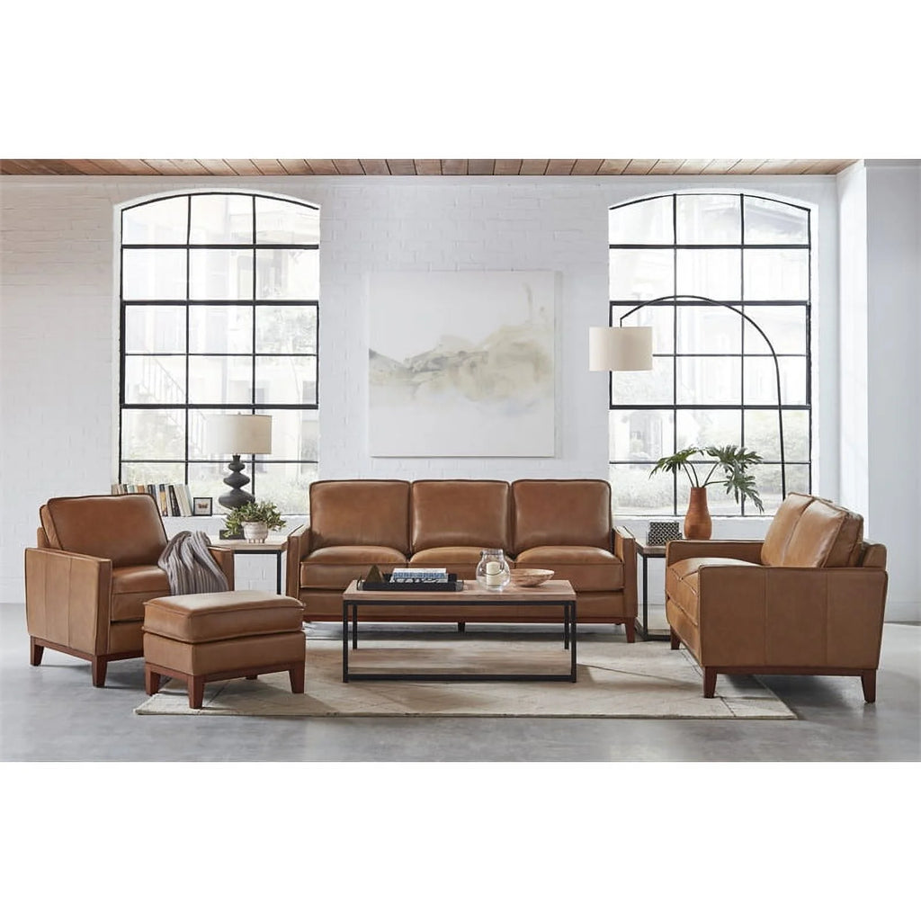 Camel Brown Leather Loveseat F893