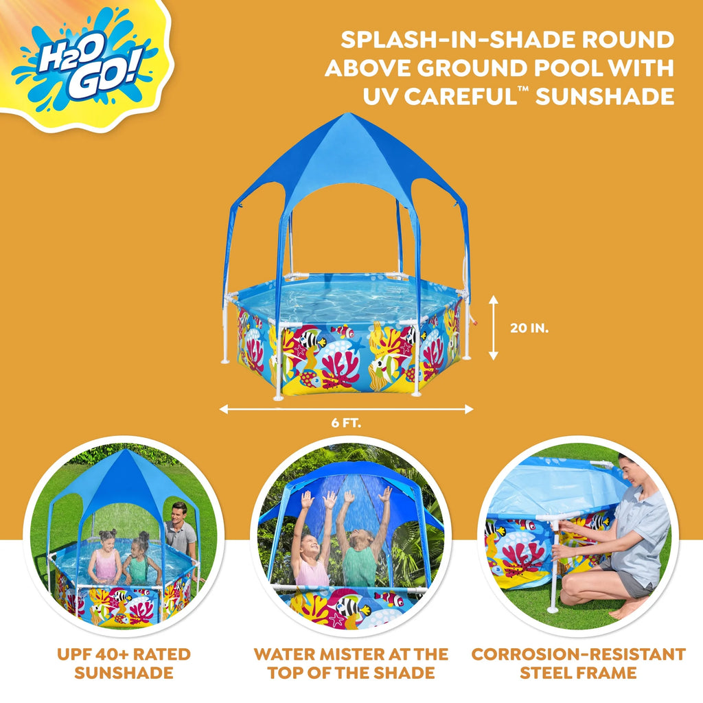 6' x 20 Above Ground Round Swimming Pool with Canopy M297734